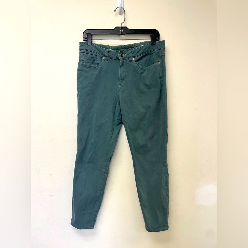 Womens Orvis Fishing Gray Blue Twill High Rise Straight Ankle Pants SZ 10